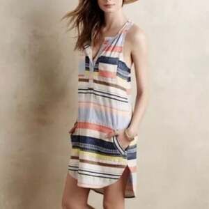 The Odells x Anthropologie Iris Loom Striped Popover Dress XS